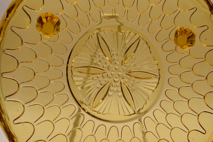 Vintage 1930s Amber coloured Glass Bagley Fish Scale Plate