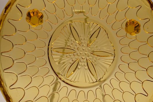 Vintage 1930s Amber coloured Glass Bagley Fish Scale Plate