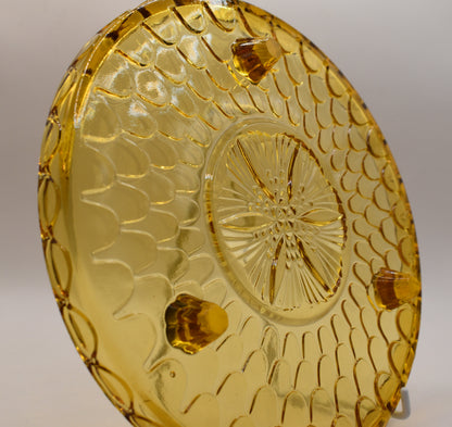 Vintage 1930s Amber coloured Glass Bagley Fish Scale Plate