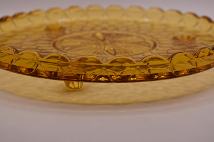 Vintage 1930s Amber coloured Glass Bagley Fish Scale Plate