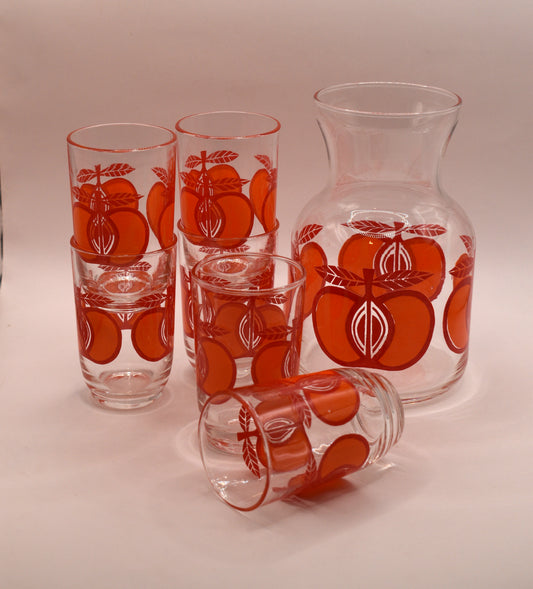 Retro Crown Corning Australia "Red Apple" Juice Jug set