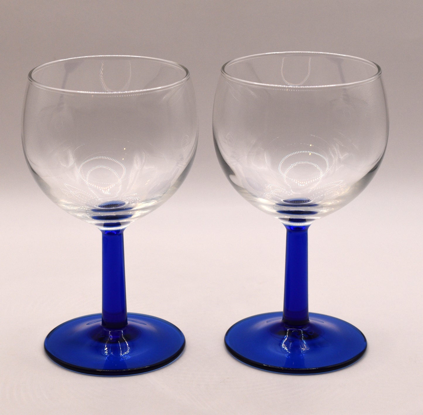 Vintage French wine glasses. Cobalt stems. Set of 2