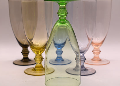 Vintage Mid-Century Pastel Harlequin Goblets – Set of 6