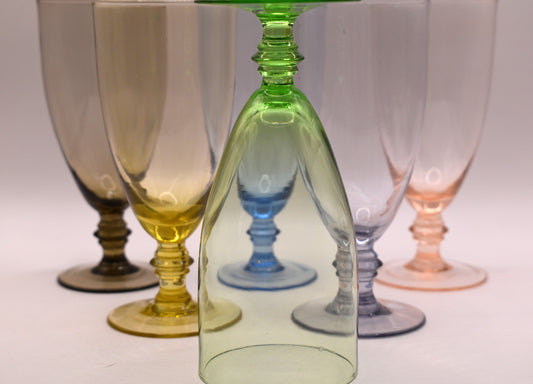 Vintage Mid-Century Pastel Harlequin Goblets – Set of 6