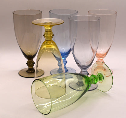 Vintage Mid-Century Pastel Harlequin Goblets – Set of 6