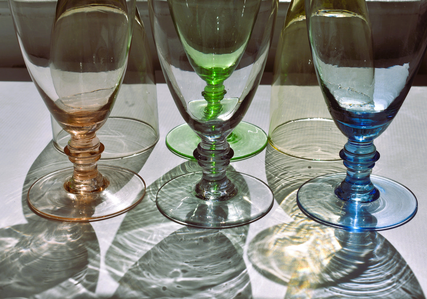 Vintage Mid-Century Pastel Harlequin Goblets – Set of 6