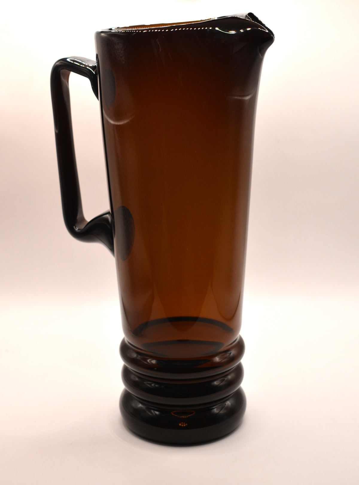 Vintage Mid-Century Polish Amber Glass Cocktail set - Pitcher & 6 Tumbers