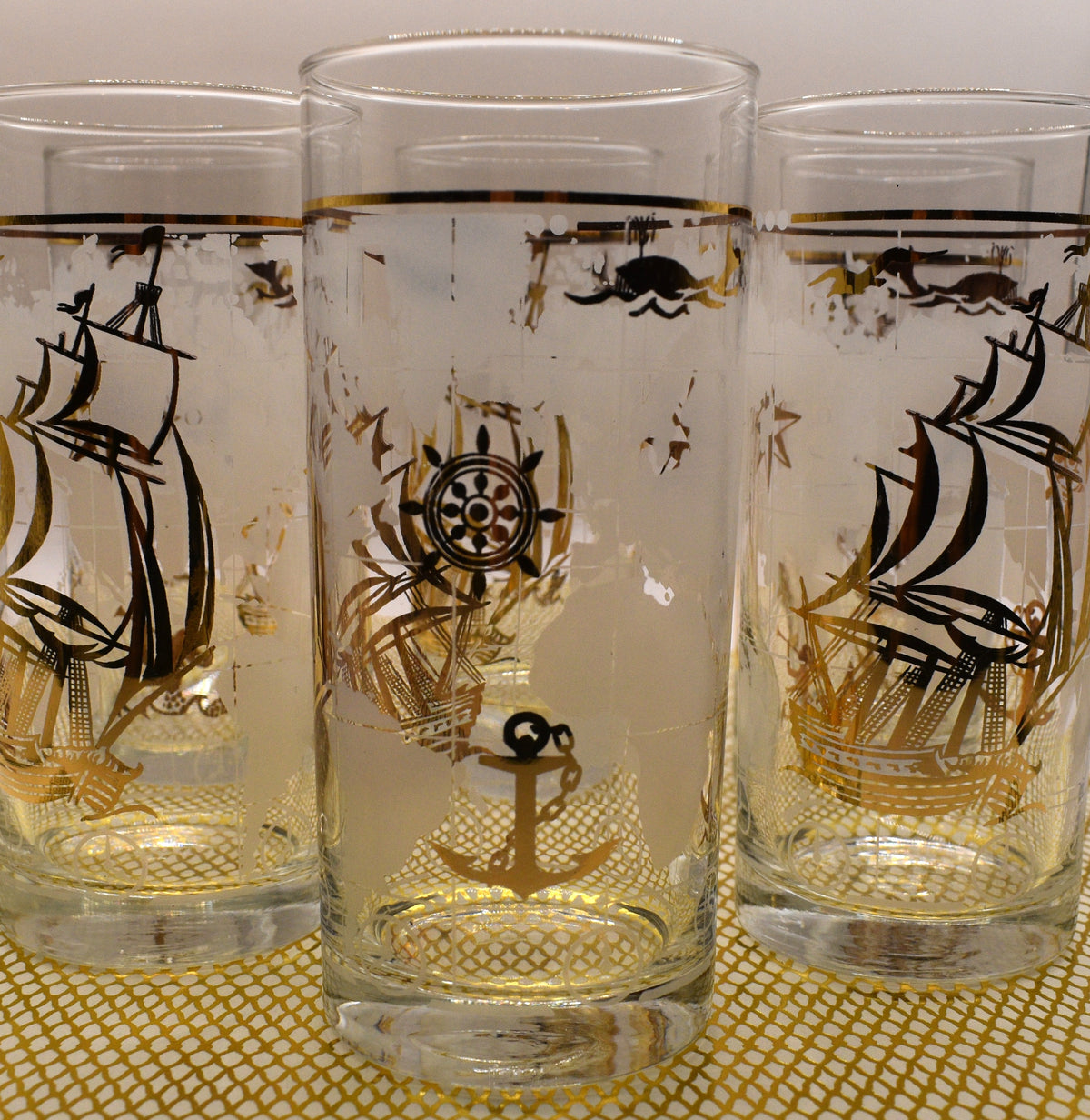 Rare Vintage 1970s Luminarc France "Amsterdam" Nautical Highball Glasses – Set of 6