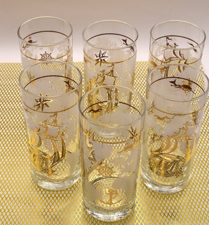 Rare Vintage 1970s Luminarc France "Amsterdam" Nautical Highball Glasses – Set of 6