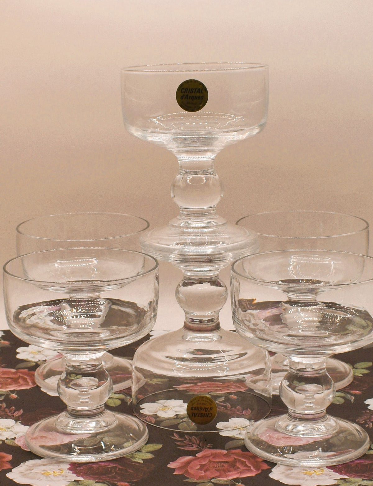 Vintage 1980s Cristal d'Arques 'Trocadéro' Crystal Champagne & Dessert Coupes - Set of 6