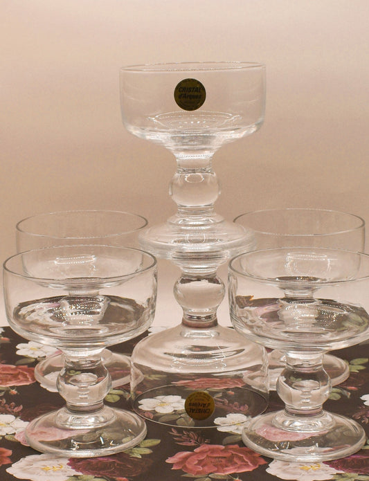 Vintage 1980s Cristal d'Arques 'Trocadéro' Crystal Champagne & Dessert Coupes - Set of 6