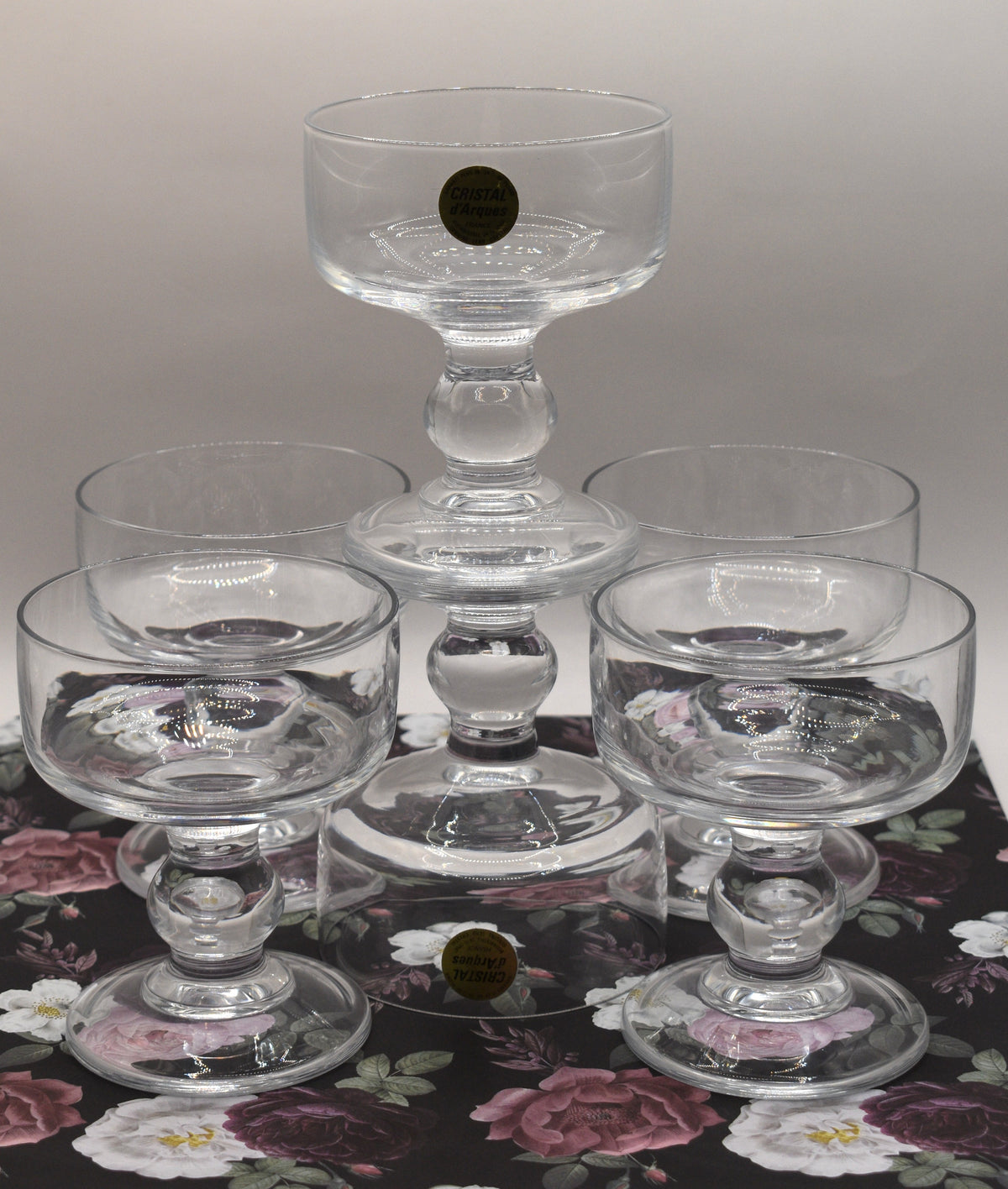 Vintage 1980s Cristal d'Arques 'Trocadéro' Crystal Champagne & Dessert Coupes - Set of 6