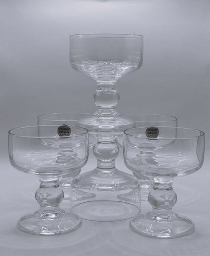 Vintage 1980s Cristal d'Arques 'Trocadéro' Crystal Champagne & Dessert Coupes - Set of 6