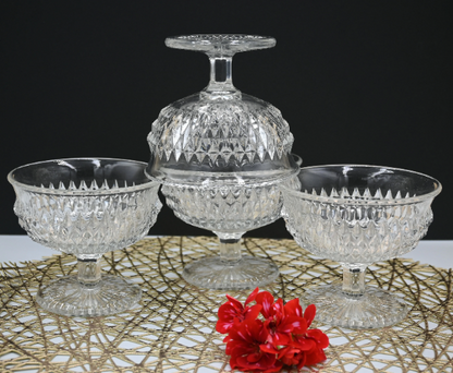 Indiana Diamond Point Glass Dessert/Salad Set.