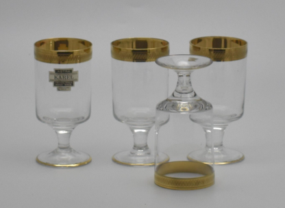 Vintage Bohemian "KAREL" Crystal Glass. Liqueur Glasses. Set of 4