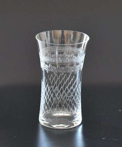 Vintage Fine Victorian Crystal Etched Tumblers/Glasses - 1925. Set of 4