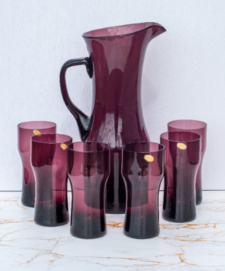 Gorgeous Vintage Aubergine Water Set