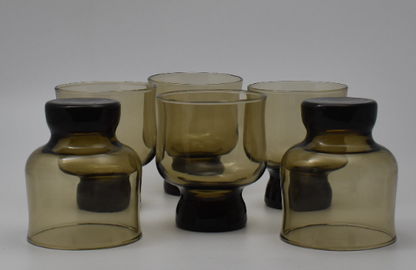 Vintage Anchor Hocking Smokey Brown/Amber Tumblers. Set of 6