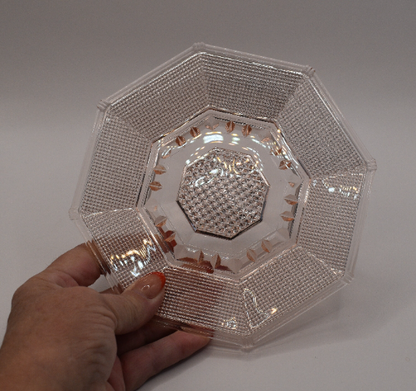 Vintage Japan Toyo Minerva Rose Pink Decorative Diamond Cut Glass Side Plate.