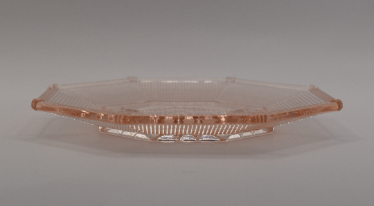 Vintage Japan Toyo Minerva Rose Pink Decorative Diamond Cut Glass Side Plate.