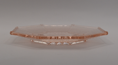Vintage Japan Toyo Minerva Rose Pink Decorative Diamond Cut Glass Side Plate.