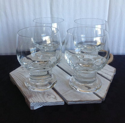 Clear Glass solid stem footed cocktail glasses. Set of 4