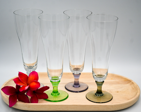 Vintage Harlequin Parfait/Champagne/Cider Glasses. Set of 4