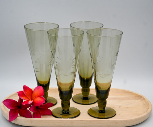 Vintage Smokey/Olive Parfait/Champagne/Beer Glasses