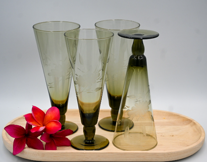 Vintage Smokey/Olive Parfait/Champagne/Beer Glasses