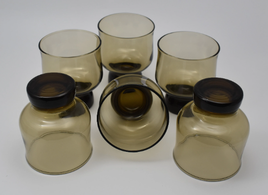 Vintage Anchor Hocking Smokey Brown/Amber Tumblers. Set of 6