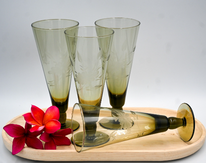 Vintage Smokey/Olive Parfait/Champagne/Beer Glasses