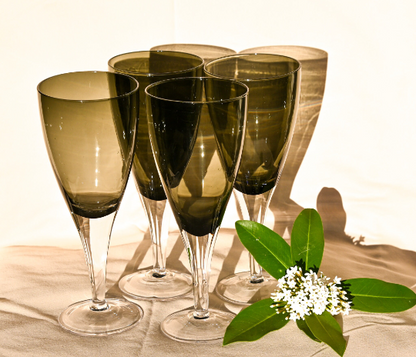 Smokey Grey Wine/Water Goblets. Set of 4