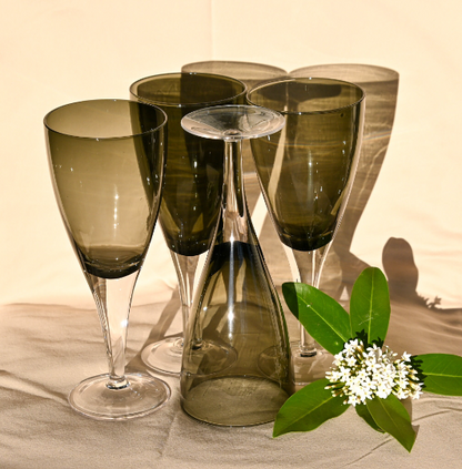 Smokey Grey Wine/Water Goblets. Set of 4