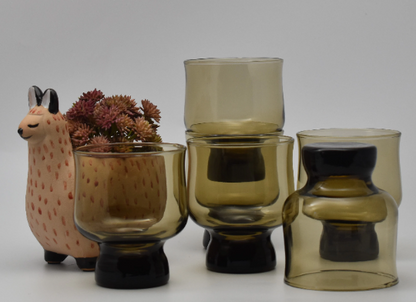 Vintage Anchor Hocking Smokey Brown/Amber Tumblers. Set of 6