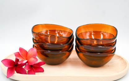 Vintage Amber Vereco Candy/Salad Small Bowls. Set of 6