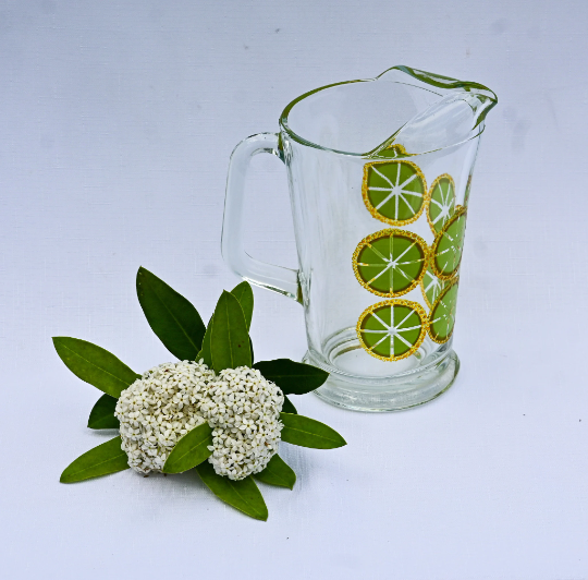 Crown Corning Summer Drink Jug/Pitcher- Green Lime Slices