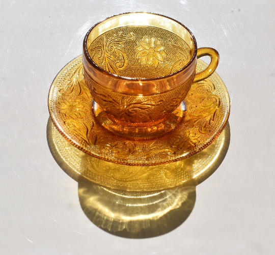 Vintage Tiara Sandwich Amber glass dinner set - 28pc set. Beautiful set