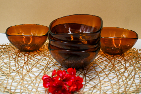 Vintage Amber Vereco Candy/Salad Small Bowls. Set of 6