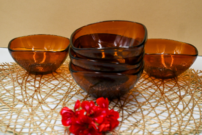 Vintage Amber Vereco Candy/Salad Small Bowls. Set of 6
