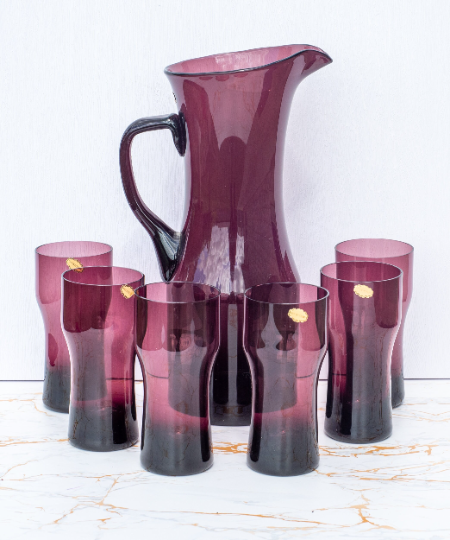 Gorgeous Vintage Aubergine Water Set