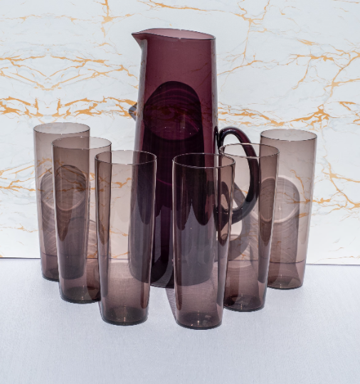 Vintage Aubergine Coloured Water Set.