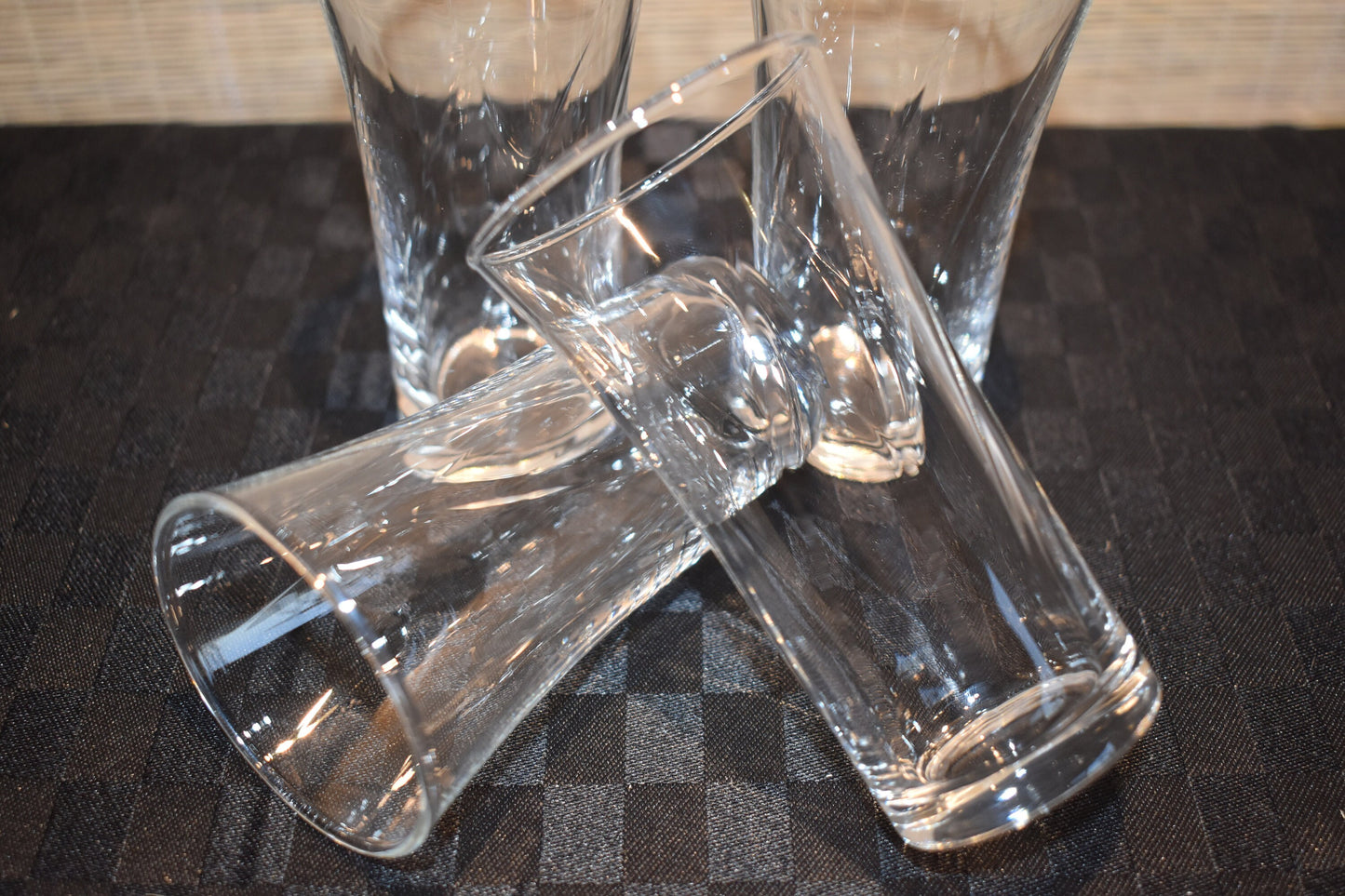 Vintage MCM small tumbler glass. Swirl design in glass. Stemless Champagne. Vodka Glass/Shot Glass/Sherry Glass/Cocktail Glass. Set of 5