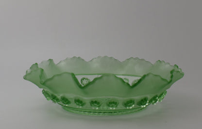 Art Deco - Davidson #269 - Green Glass 'Blackberry Prunt' Bowl Set.