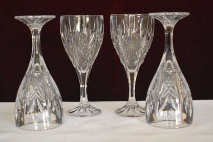 Vintage heavy cut crystal wine glass or water goblet. Set of 6