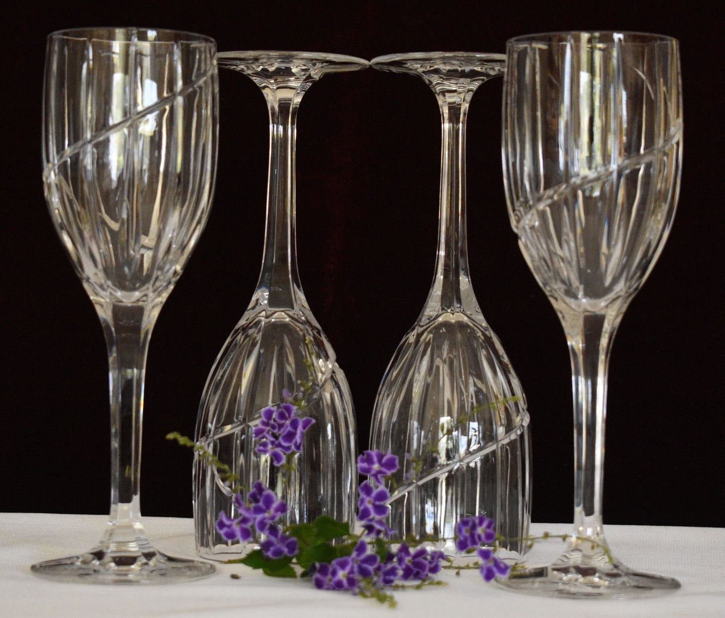 Vintage MIKASA Crystal  Water Goblets - UPTOWN - Set of 4