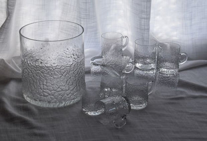 Textured Glass Punchbowl set with 12 x cups.