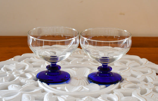 Cobalt blue stemmed dessert/cocktail glasses