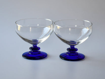 Cobalt blue stemmed dessert/cocktail glasses