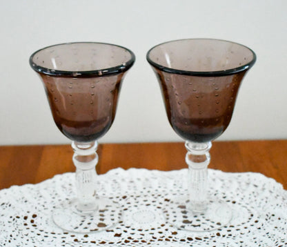 Hand Blown Wine Goblets. Set of 2