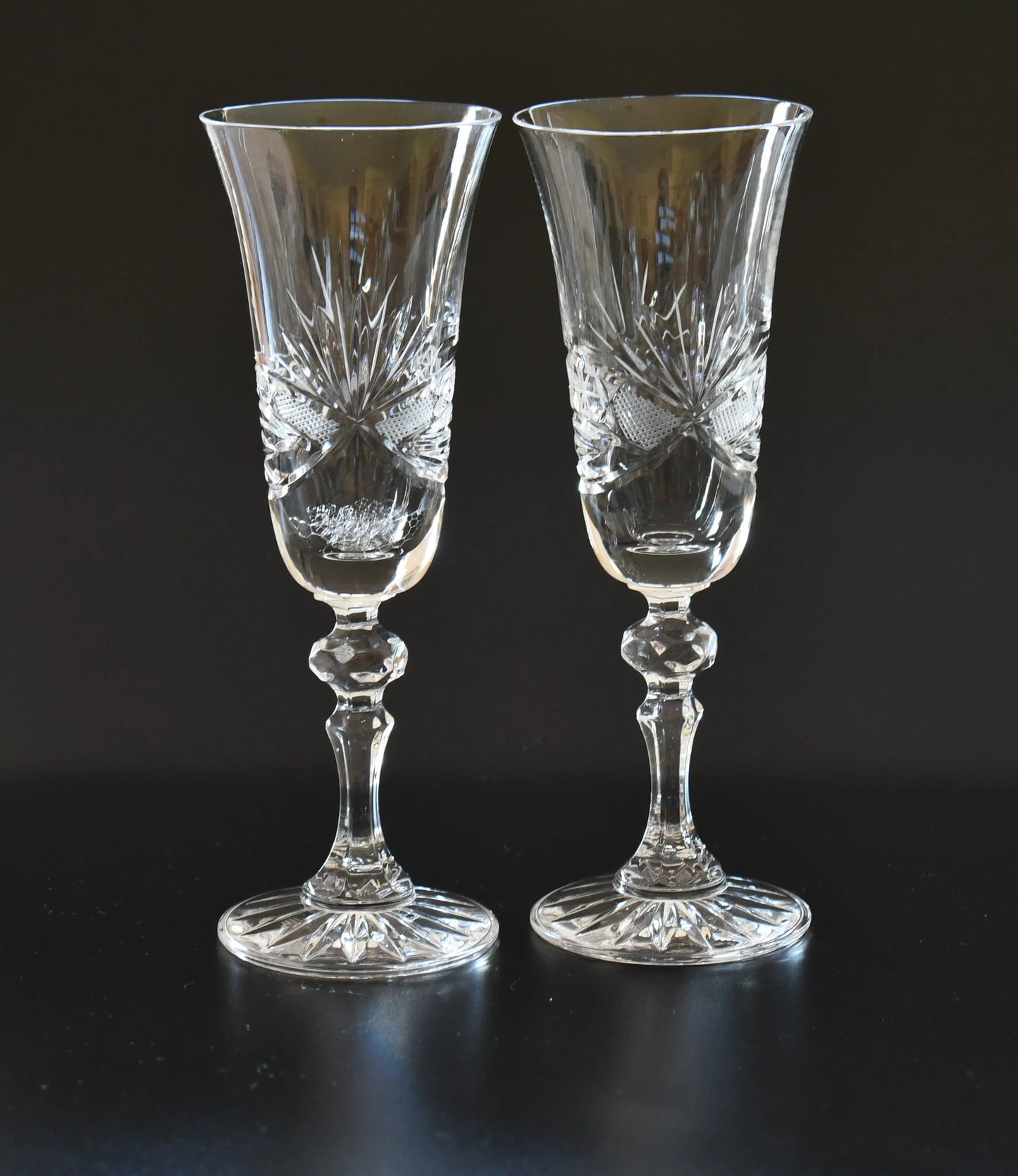 Vintage Crystal Champagne Flutes